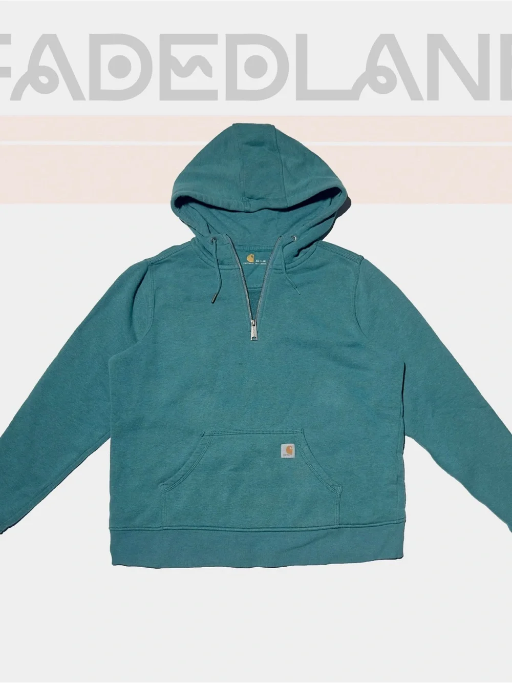 Carhartt Teal Half-Zip Hooded Sweatshirt